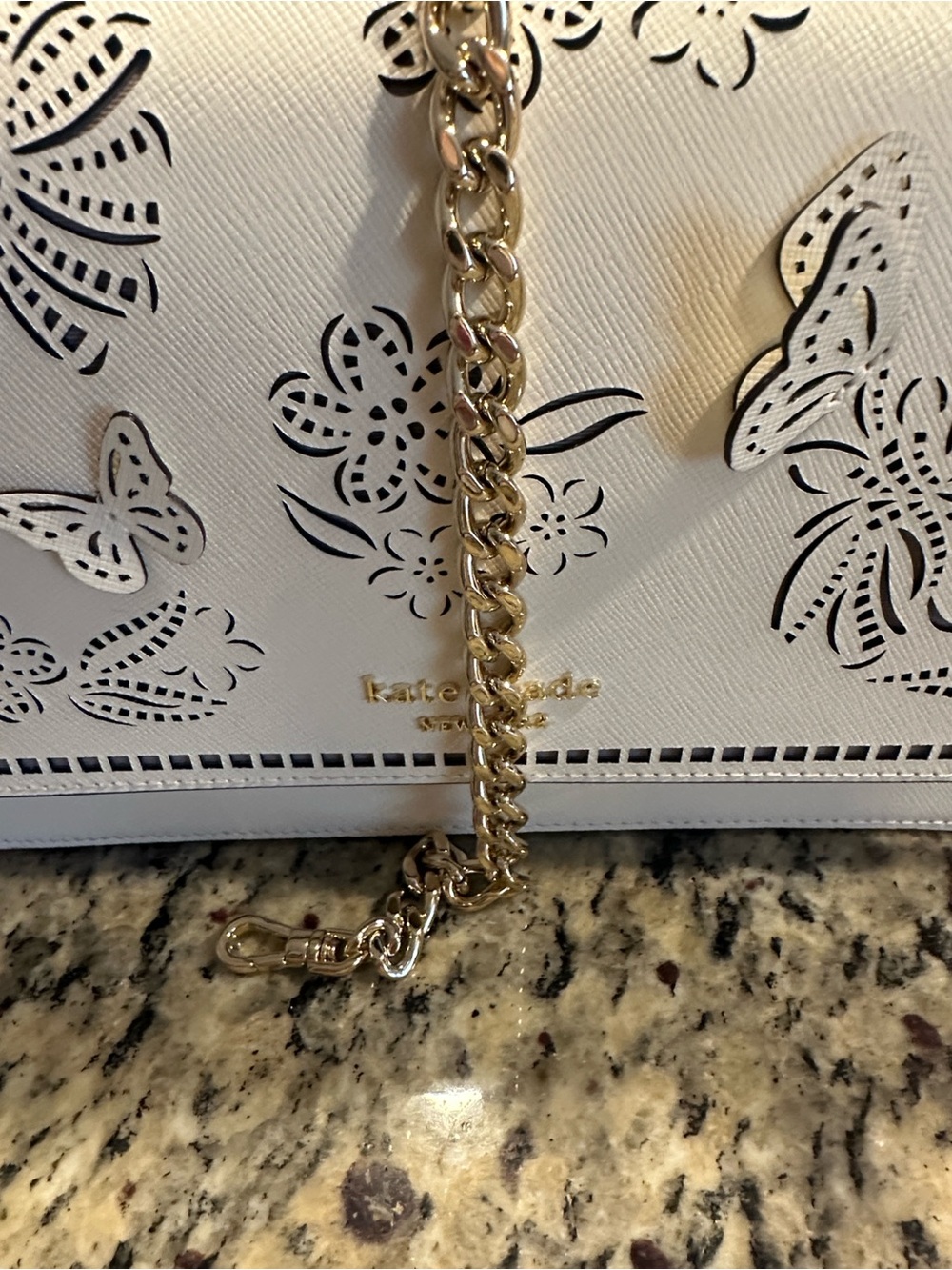 kate spade White Floral & Butterfly Laser-Cut Crossbody NWT - Picture 10 of 16